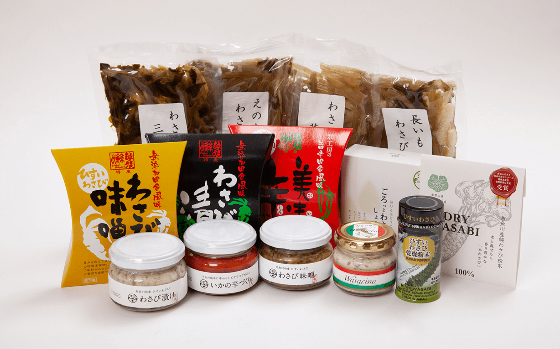 翠工房のわさび加工品と純わさび粉末