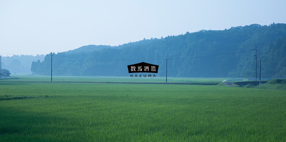 公式トップのコンセプトに掲載された、能登の水田と数馬酒造の看板
