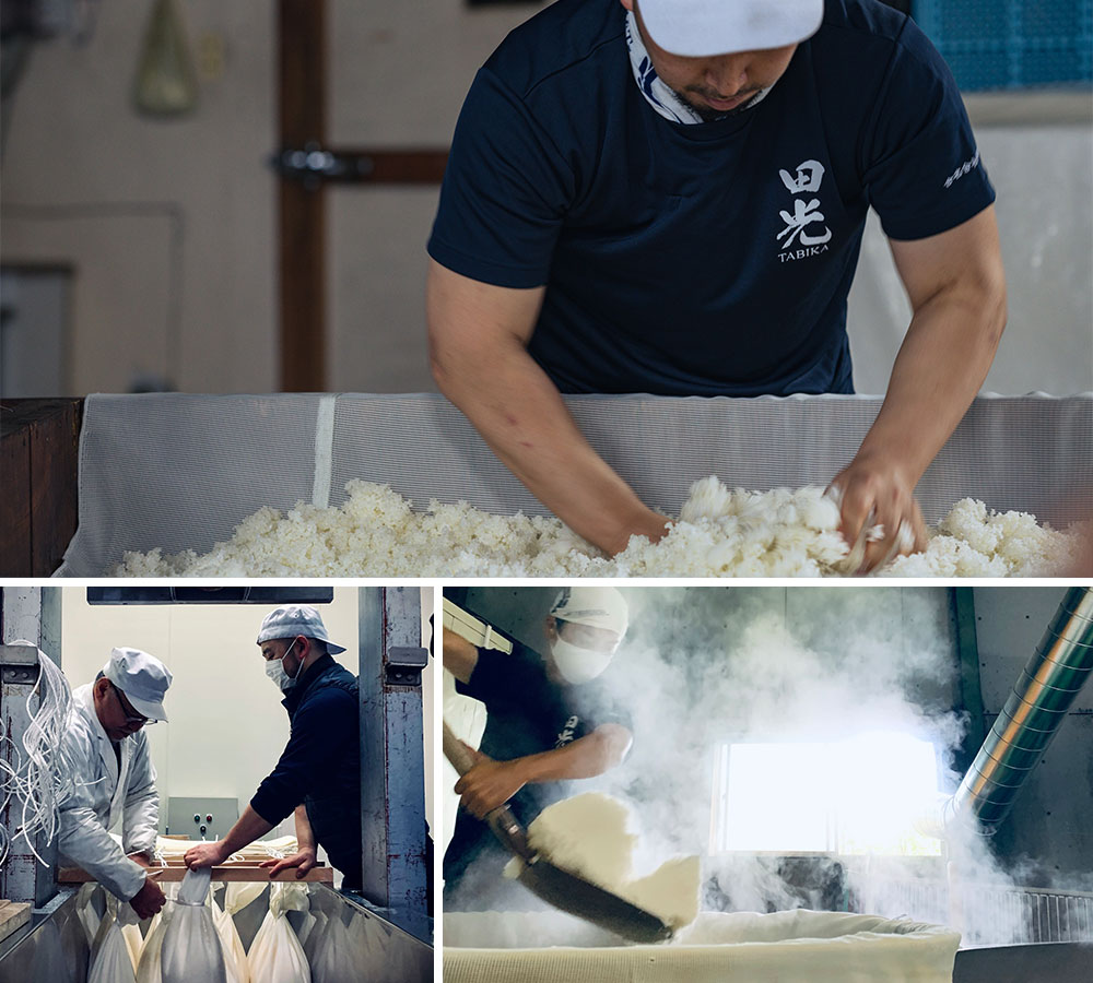 公式酒造りページに掲載された麹づくりの作業