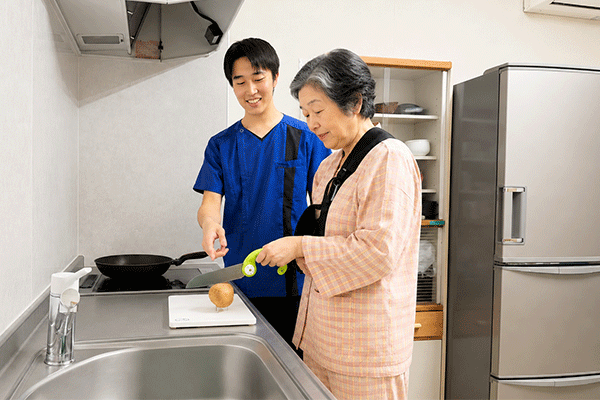 生活復帰を見据えた調理動作の練習