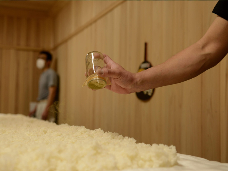 麹を扱う酒蔵の作業