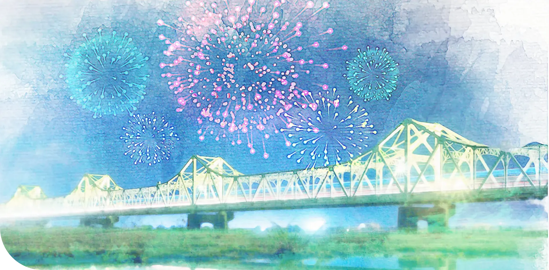 長岡花火と長生橋