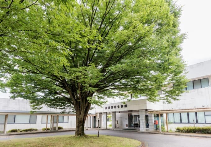 公式の当院の特長ページに掲載された、樹木と正面玄関の外観