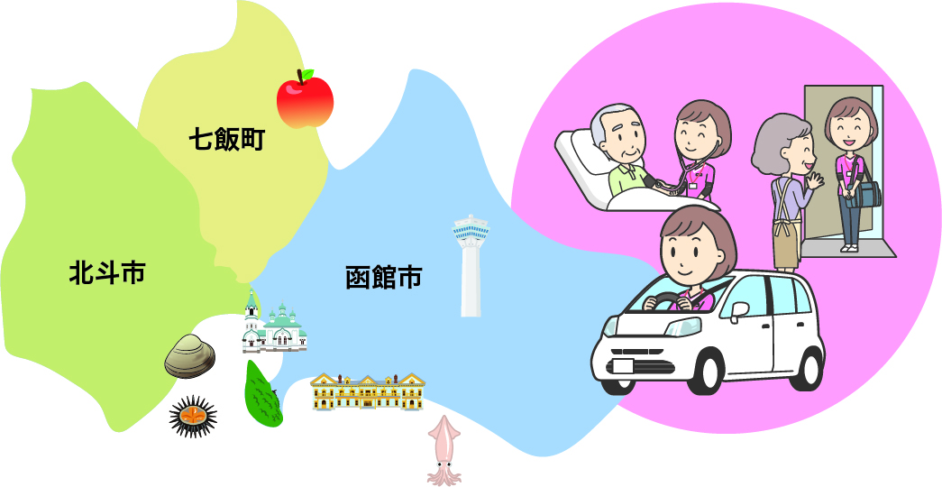 公式訪問看護ステーションページ由来のエリア案内画像。